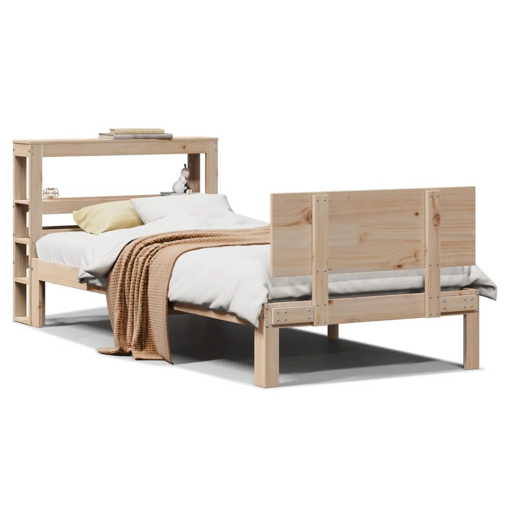 Giroletto con Testiera-Struttura Letto con testiera 90x200 cm in Legno Massello di Pino 306529