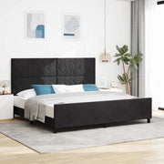 Letto a molle con testiera Nero 200 x 200 cm Velluto 3345031