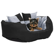 Cuscino per Cani Reversibile e Lavabile Grigio Nero 65x50x20 cm 171207