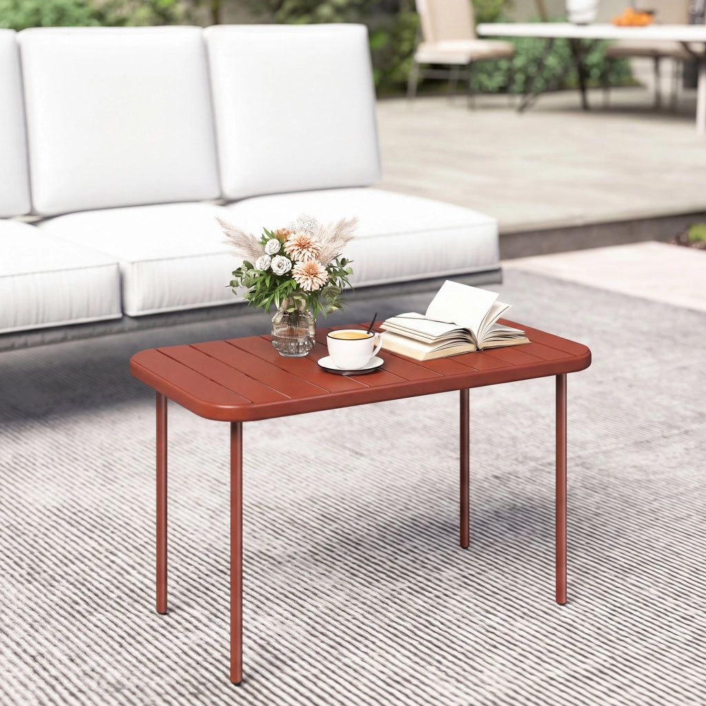 Tavolo da giardino ¨C zephmum ¨C rosso, acciaio galvanizzato, 90x50x43 cm