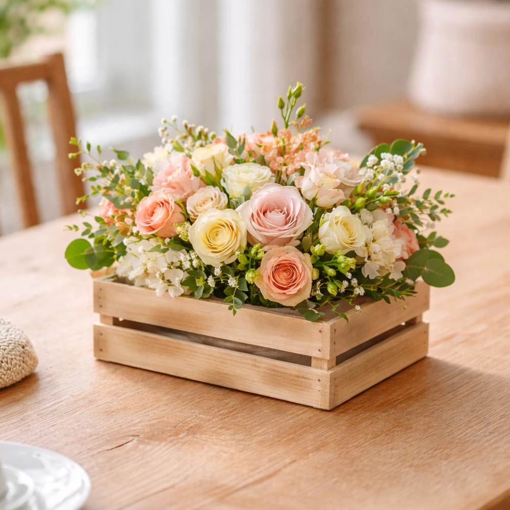 Cassette contenitori in Legno naturale Fiammato da 5 Pezzi 24 x 14 x h 5 cm