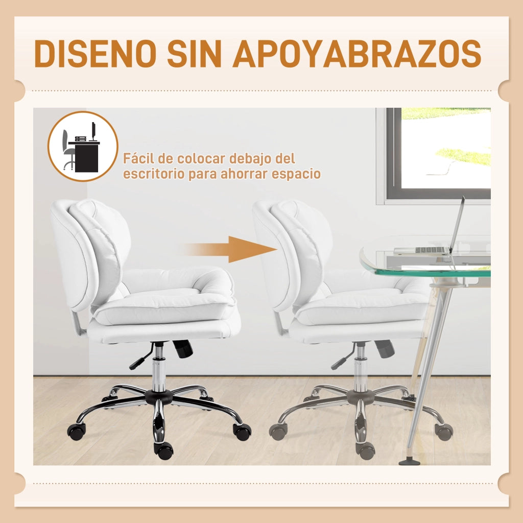 Sedia da Ufficio ¨C zephmum ¨C Imbottita Basculante in Tessuto Bianco