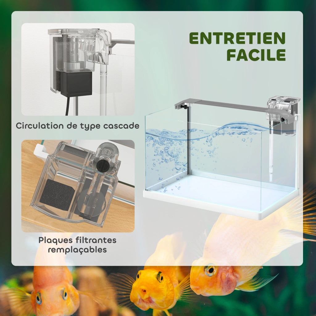 Acquario in vetro con luci LED e pompa filtro ¨C Minimal ¨C bianco 38x26x27 cm 20L