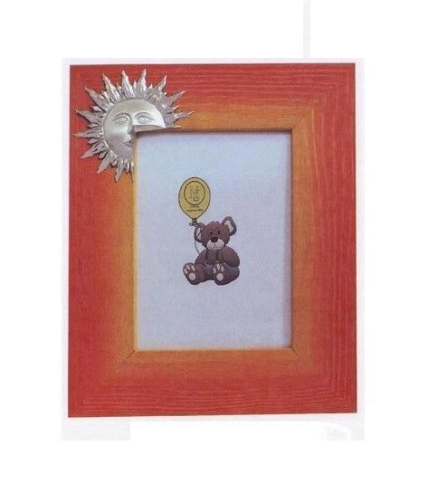 Cornice Portafoto da appoggio in Legno e Argento con Sole 13 x 18 cm