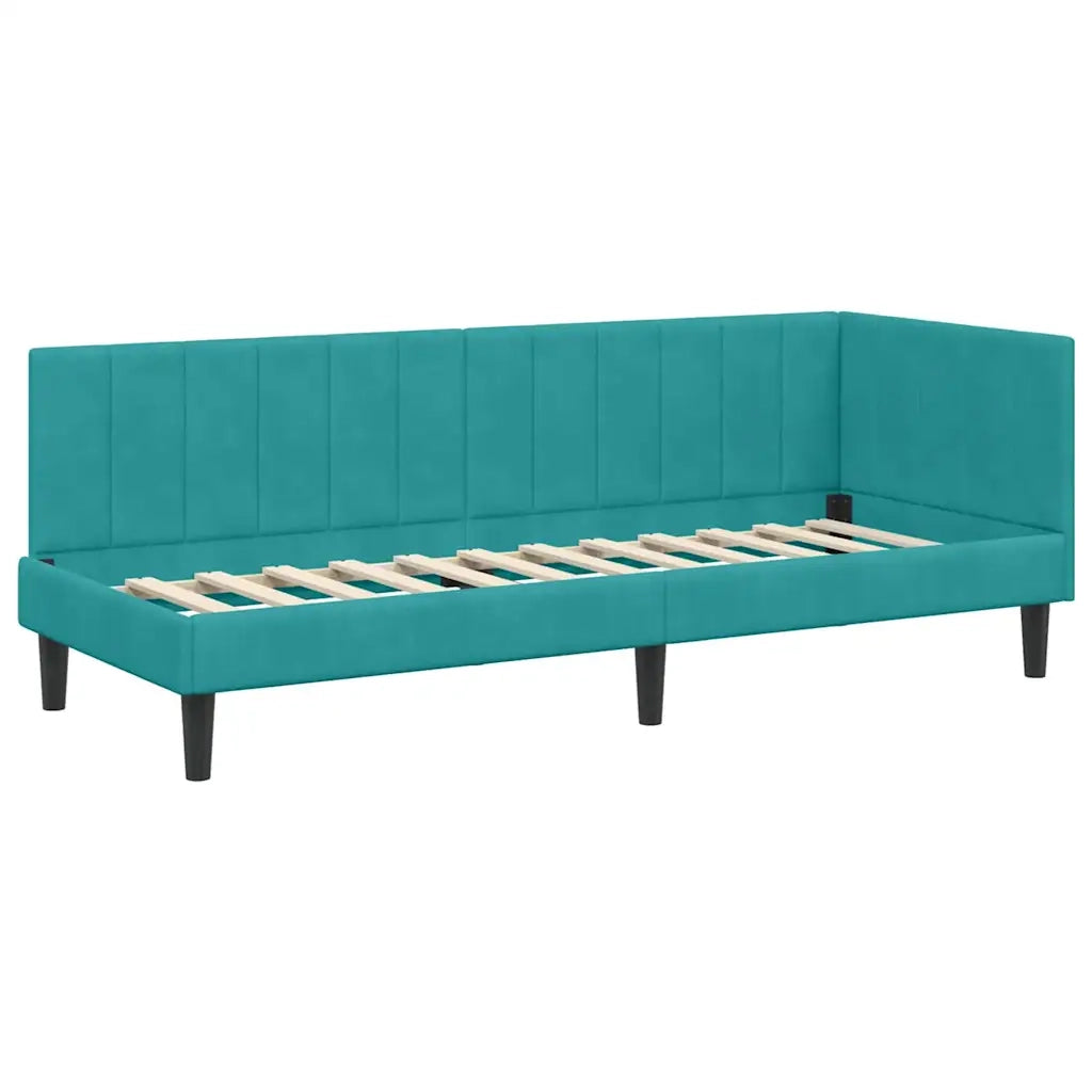Cornice del letto ad angolo Turchese 80 cm x 200 cm Velluto