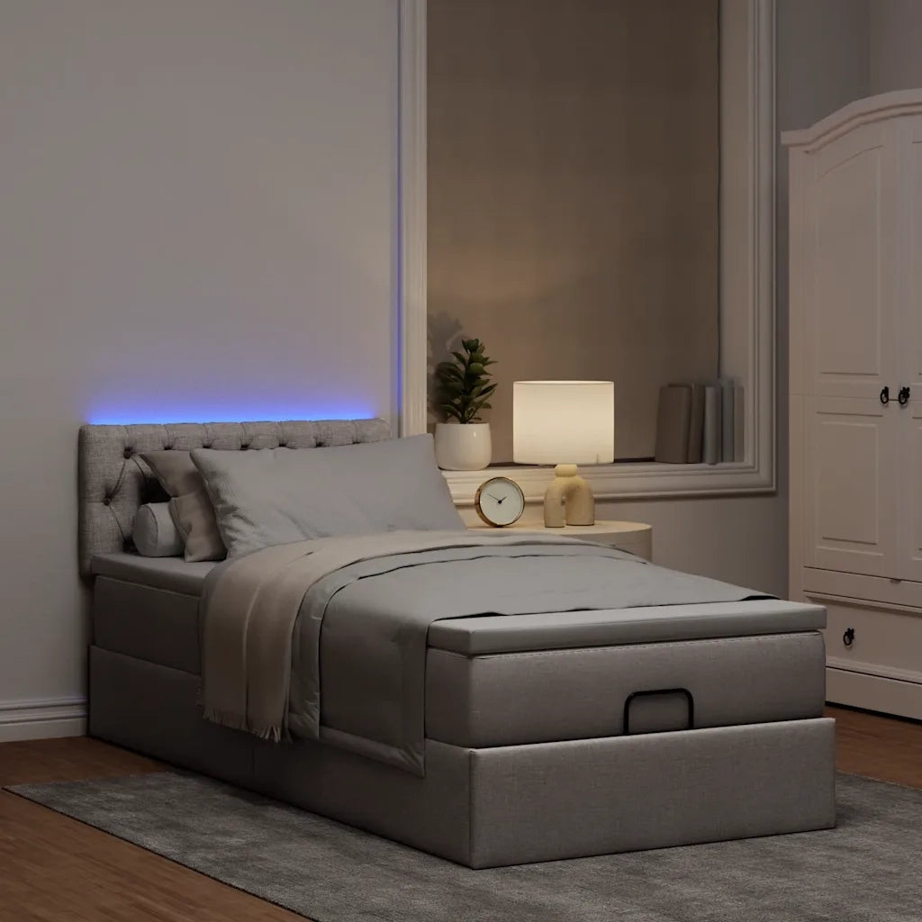 Pouf Letto con Materasso Tortora 100x200 cm in Tessuto 3312371