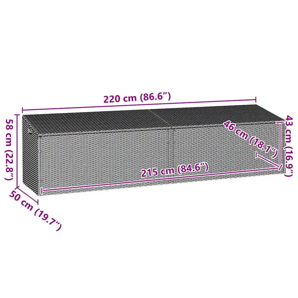 Baule da Giardino Grigio Chiaro 220x50x58 cm in Polyrattan CFW3933202