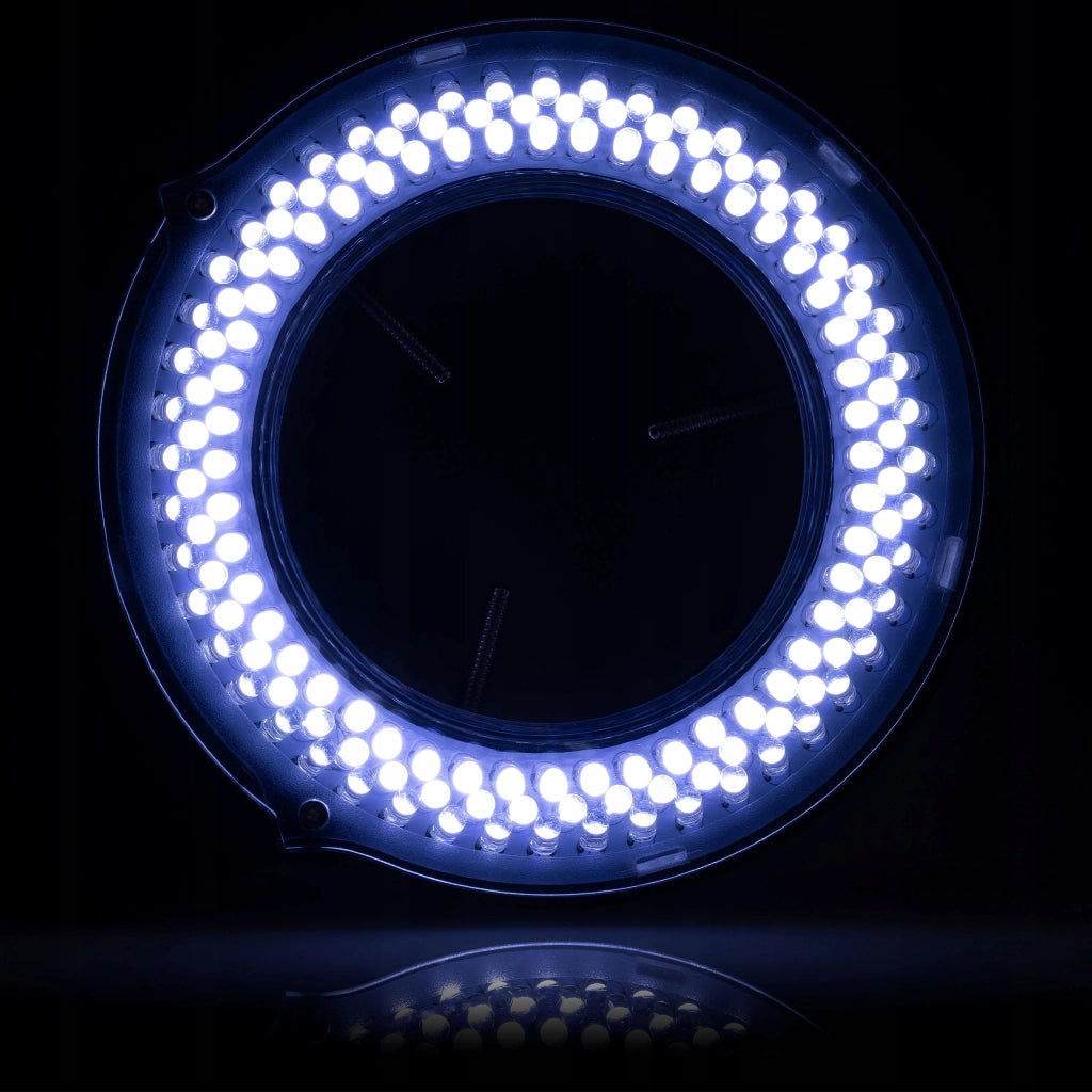 MicroBright 144 LED USB RingLight – Illuminazione per Microscopio | Regolazione Luminosità 0–100% | Montaggio 30–65 mm
