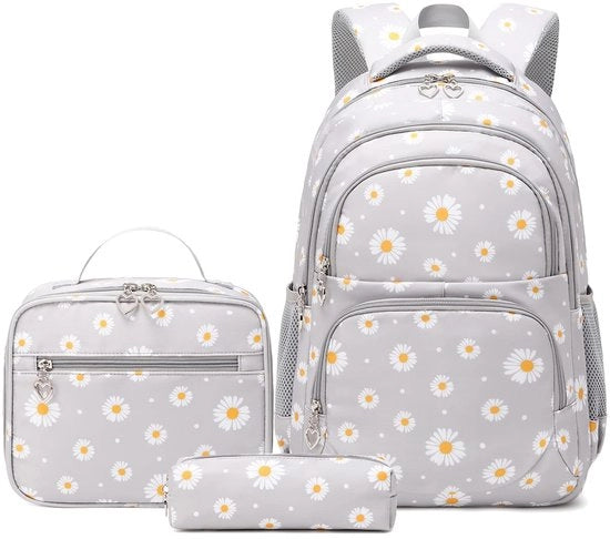 Set di borse scolastiche acqua-resistenti 3 pezzi con tasca per il pranzo e tassello per penne in nylon leggero