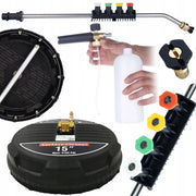Set di Accessori per Idropulitrice – Spazzola T-Racer 15", Lancia 1/4" con 5 Ugelli, Schiumogeno 1000ml