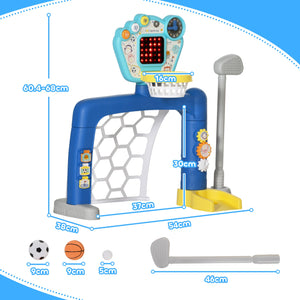 Rete da Calcio Canestro Basket Set Golf Gioco per Bambini Altezza Regolabile 60,4-68 cm