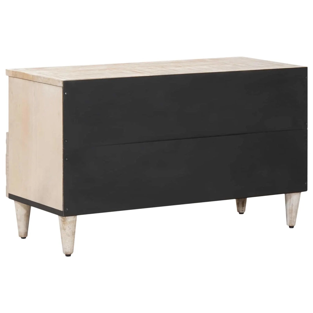 Mobile TV-Credenza per TV Bianco 80 x 33,5 x 46 cm Legno di mango massello