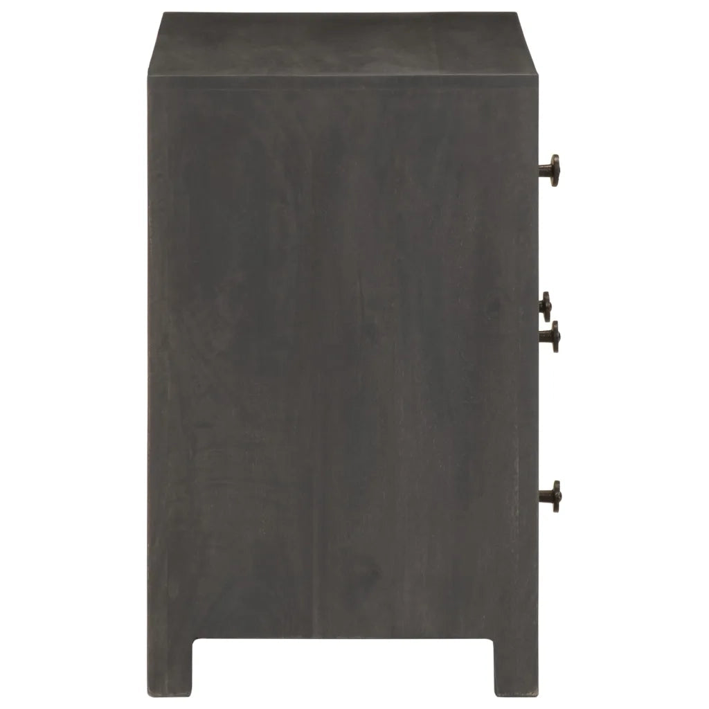 Credenza Bianco e Grigio 75x35x55 cm in Legno Massello di Mango 374992