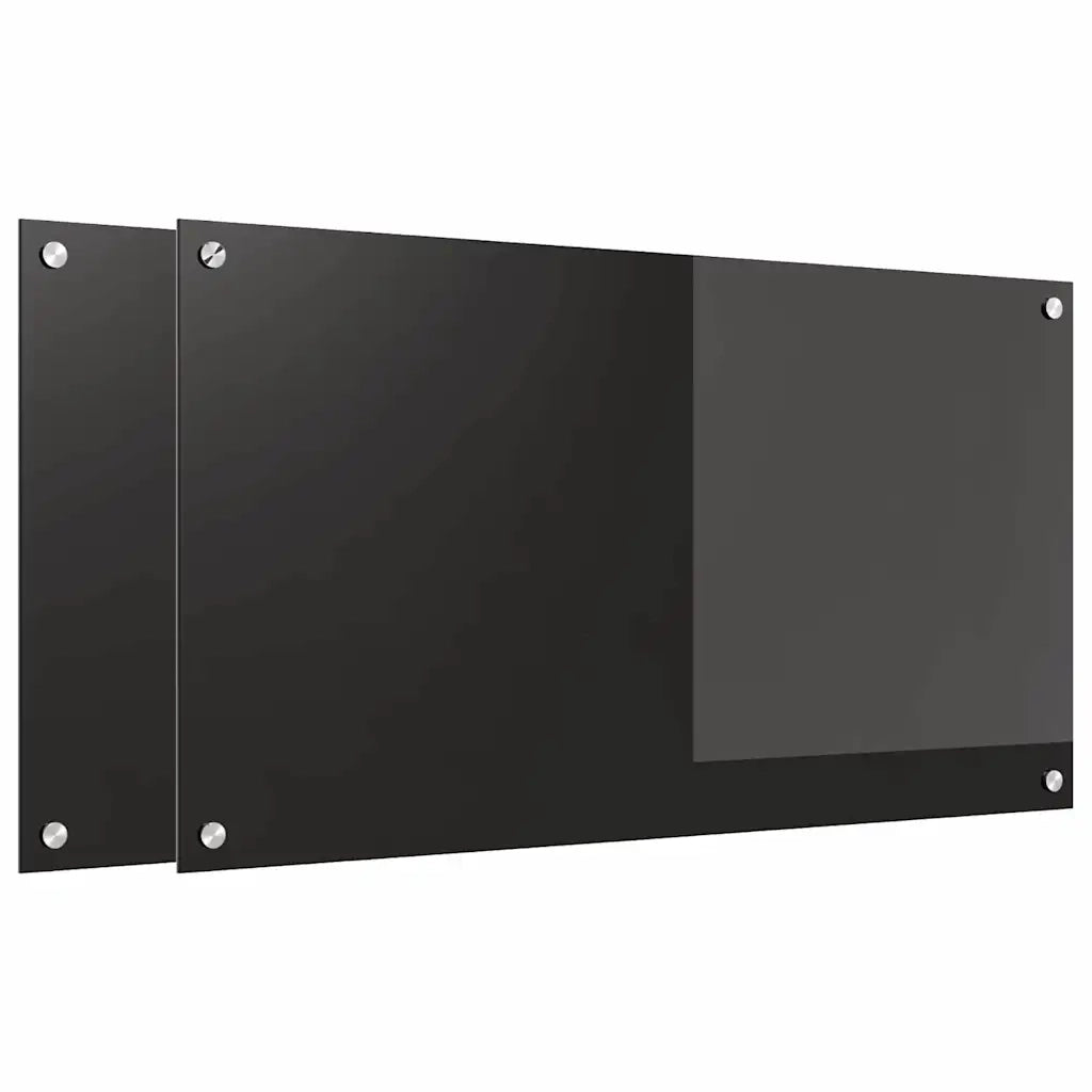 Schienale da cucina 2 pcs Nero 90 x 50 cm vetro temperato