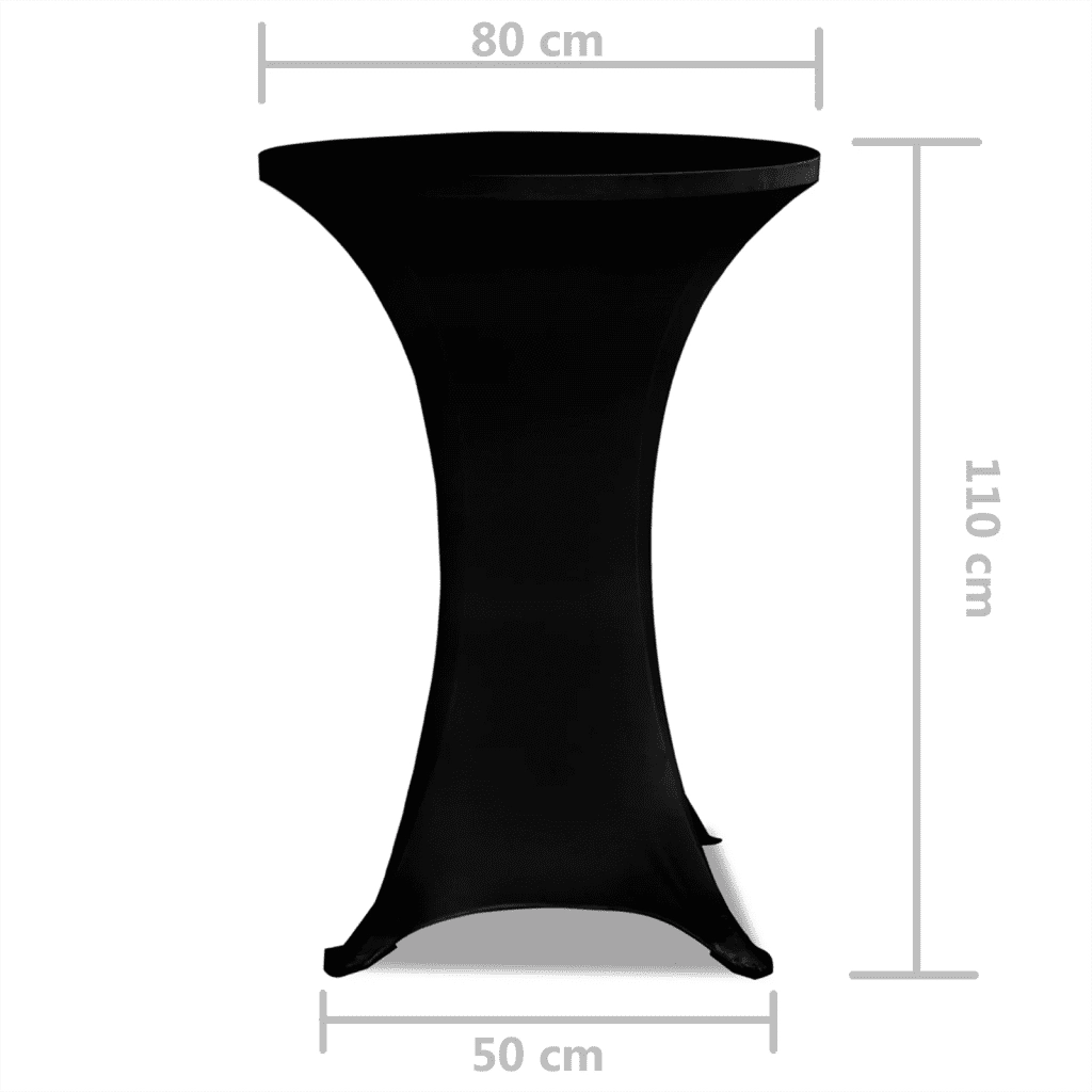 Copritavolo ?80 cm Nero Tessuto elasticizzato 2 pezzi CFW3070620