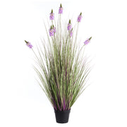 Pianta artificiale in vaso con fiori viola e foglie in plastica nera materiale lavanda 120 cm accessorio decorativo per interni