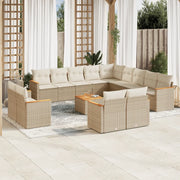 Set Divani da Giardino 14pz con Cuscini in Polyrattan Beige 3258936