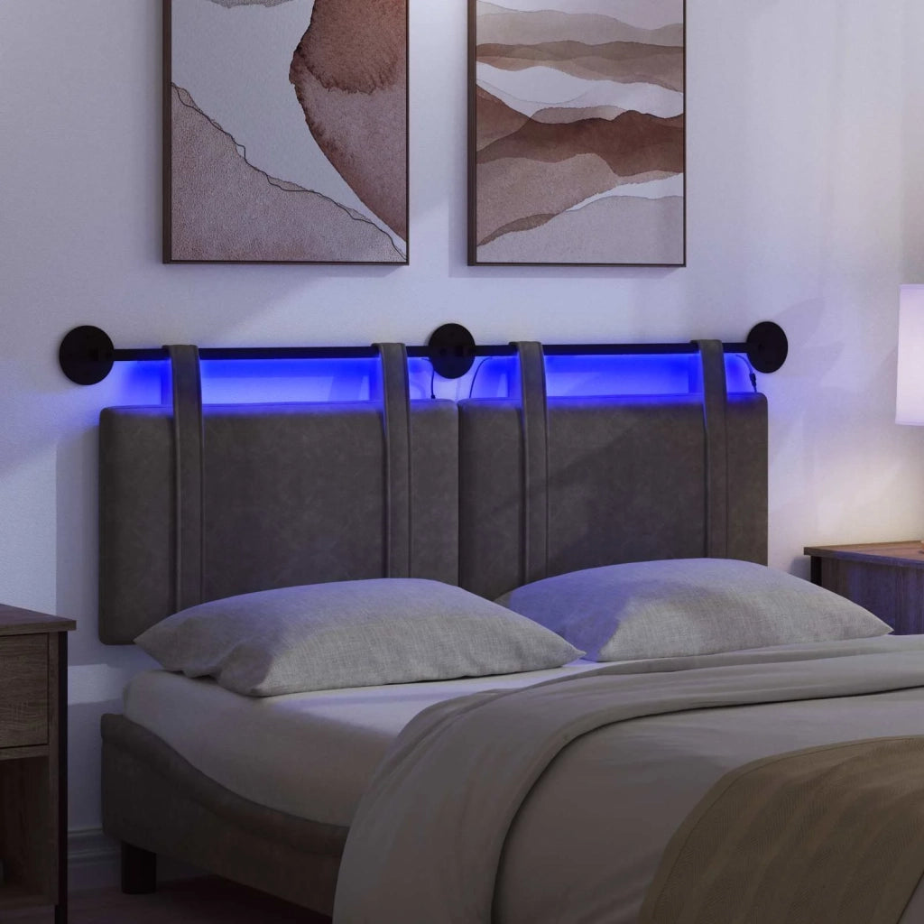 Testiera sospesa Con luce LED Nero PU Antico