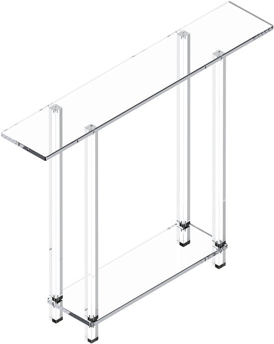 Console a Tavolo in Acrilico con 2 Gabbioni, Tavolo di Finestra con Pannelli in Plastico, Finestra Quadrata Moderna e Trasparente per Entrata, Corridoio o Salotto, 19,3 x 100 x 80 CM (Trasparente)