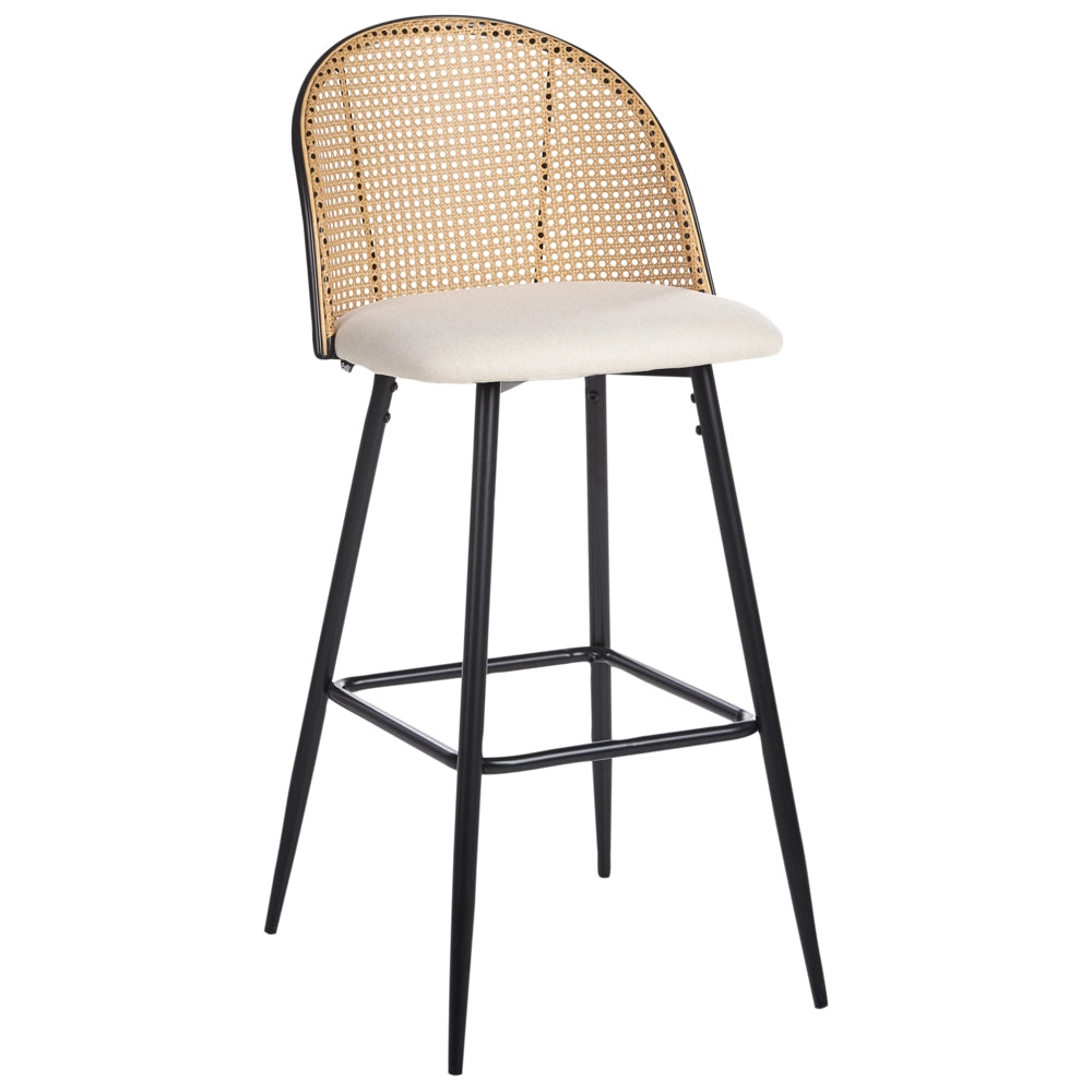 Set di 2 sgabelli da bar in metallo nero effetto legno con intreccio viennese stile retrò soggiorno