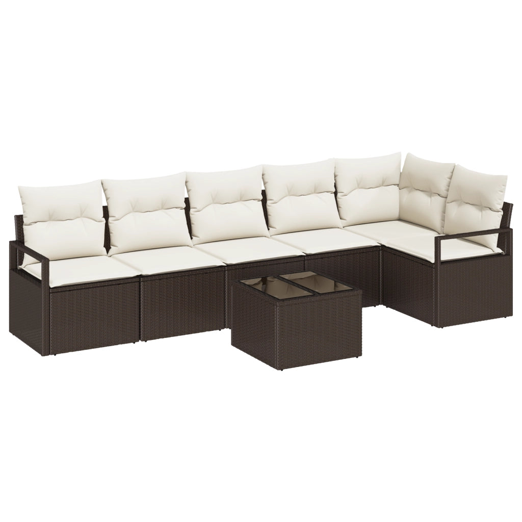 Set di Divano da Giardino  6 Pezzi con Cuscini Grigio Rattan PE