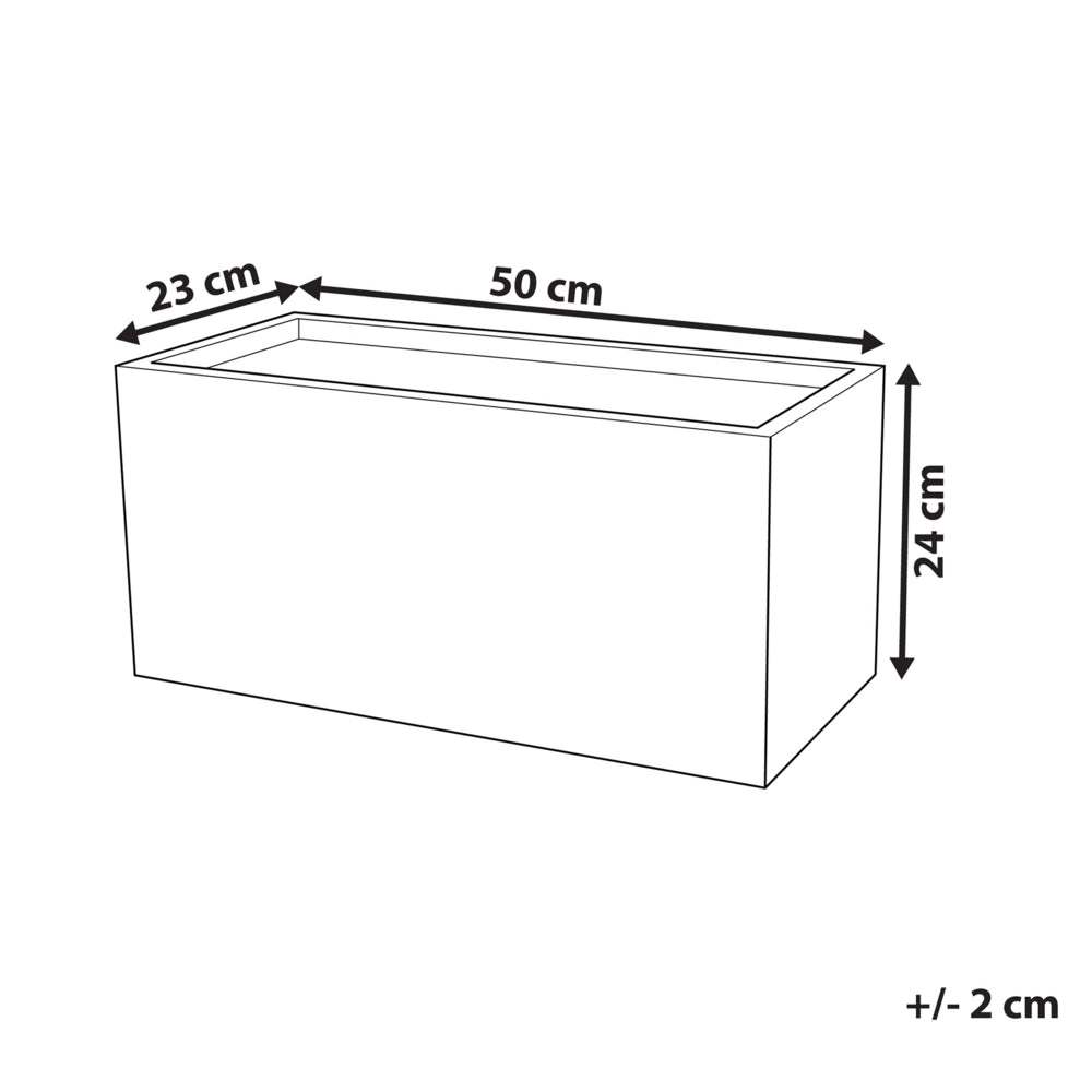 Vaso per piante in fibra di argilla bianca 50 x 23 x 24 cm Fioriera rettangolare per interni ed esterni