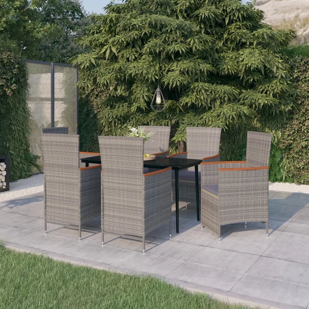 Set da Pranzo da Giardino 7 pz con Cuscini Grigio 3099469