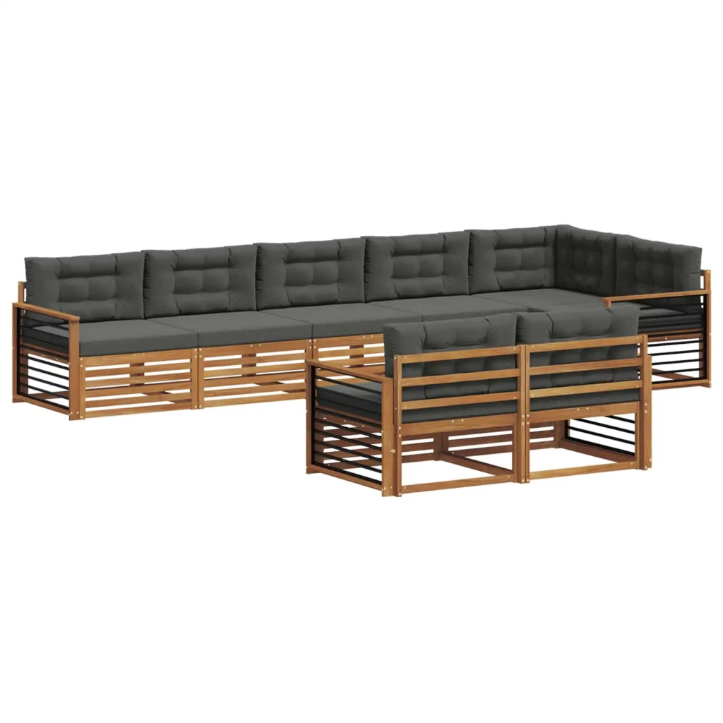 Set di divani da esterno con cuscino 8 pcs Naturale e Antracite