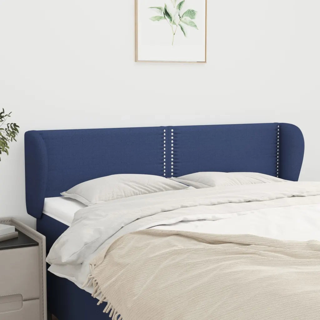 Testiera ad Orecchio-Testata con Orecchie Blu 147x23x78/88cm in Tessuto 205904