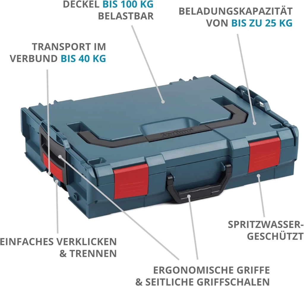 L BOXX 136 Set da 3 pezzi | Dimensione 2 professionale blu | Cassetta degli attrezzi in plastica | Cassetta degli attrezzi professionale vuota