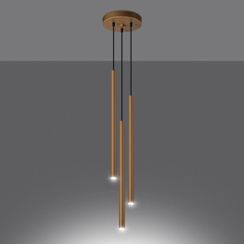 Lampada da soffitto in acciaio dorato a 3 luci verde oceano PATELO, design moderno