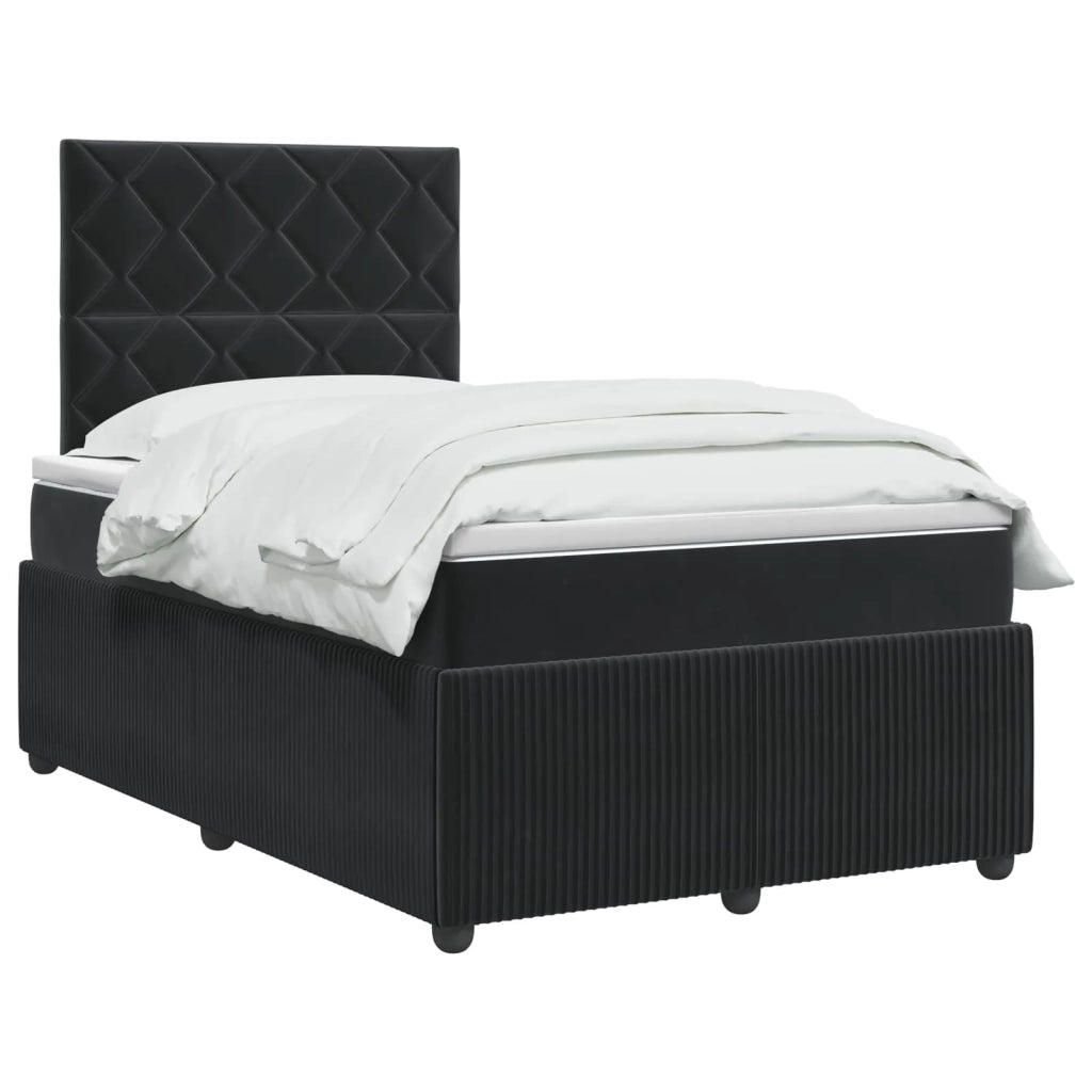 Letto Box Spring LED con Materasso Nero 120 x 190 cm Velluto 3456037