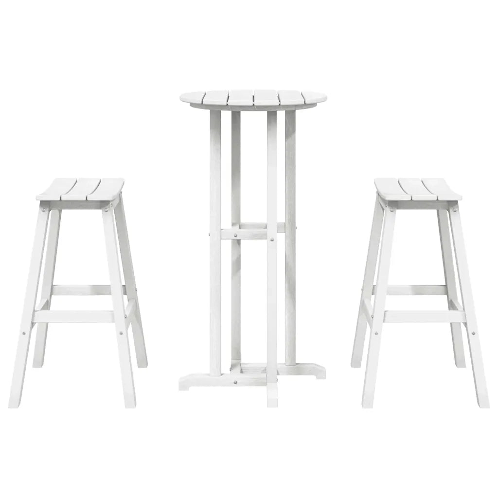 Set Bar da Giardino 3 pz | Set Salotto da Giardino Bianco HDPE