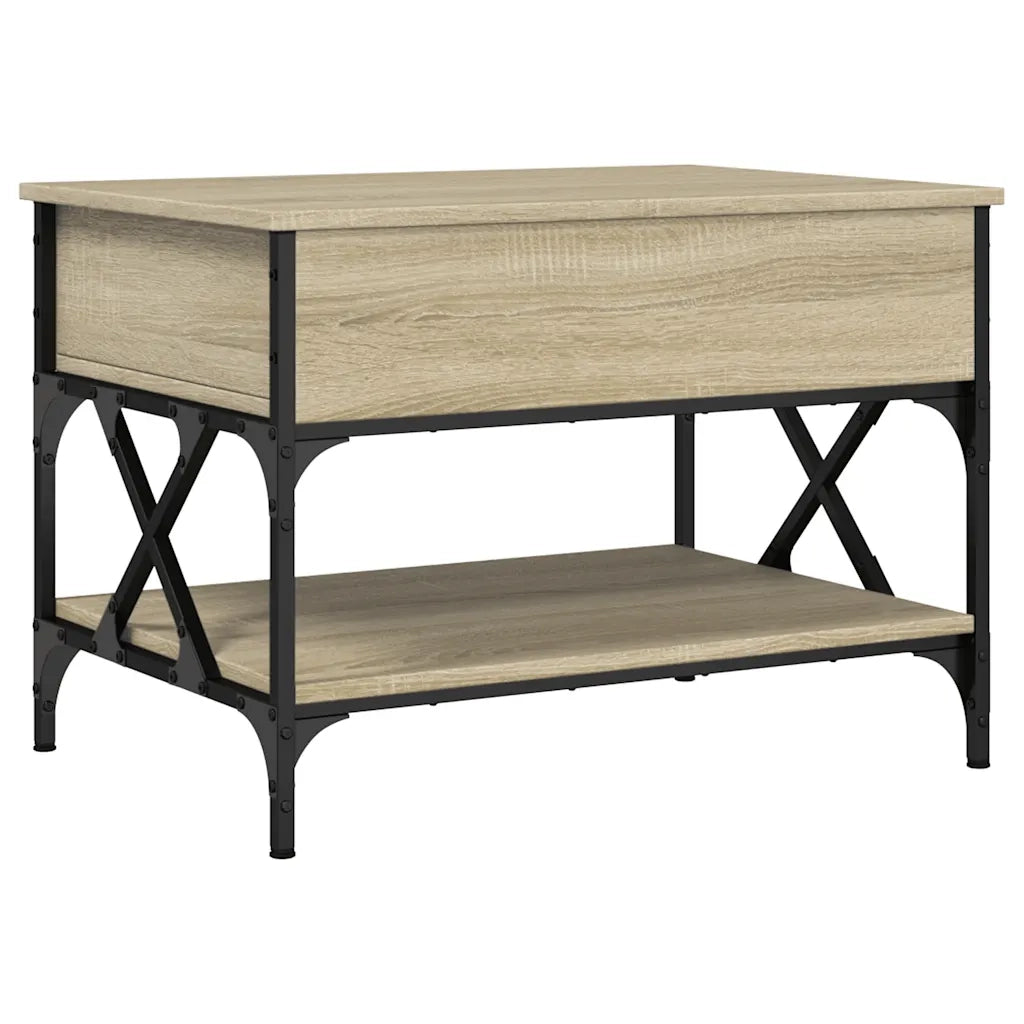 Tavolino Salotto Rovere Sonoma 70x50x50 cm Multistrato Metallo 845352