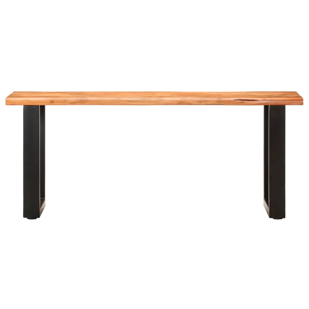 Panca con bordo in legno naturale 110 x 35 x 46 cm legno massello di acacia e acciaio 02_0010780