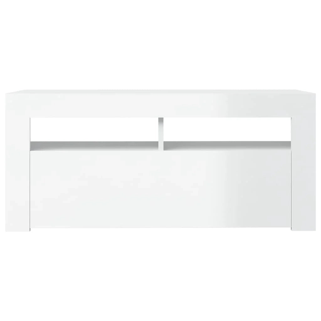 Mobile TV multimediale mensola TV credenza mobile TV per sala da pranzo soggiorno camera da letto con luci LED finitura lucida 90 x 35 x 40 cm bianco 02_0026661