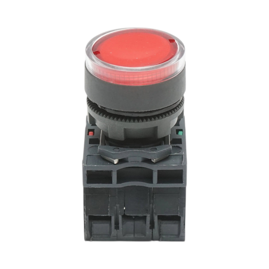 Pulsante con ritorno e segnalazione LED rosso 1NO+1NC, 24V/10A TB5 Breckner Germany