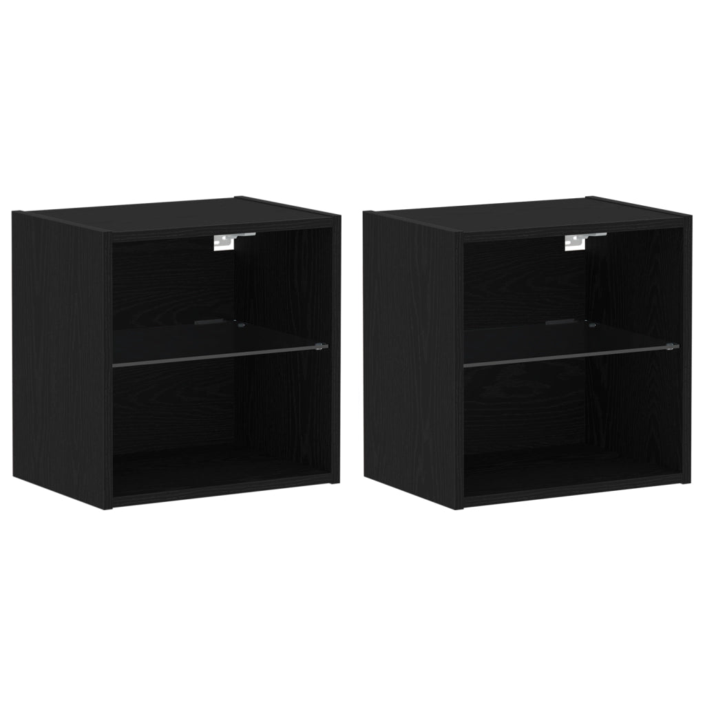 Scaffale Flottante 2 pcs Rovere Nero 40x28,5x40 cm Legno Ingegnerizzato