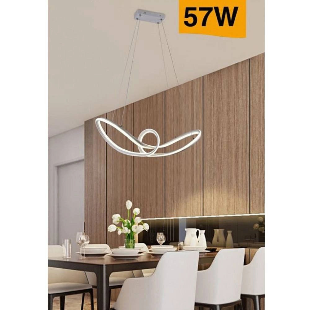 Trade Shop - Lampadario Led Moderno Intrecciato A Fiocco Bianco 57w Luce 4000k 6500k 3000k A59b -