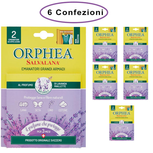 Orphea salvalana foglietti per cassetti e armadi profumo lavanda 6 confezioni da 2 foglietti