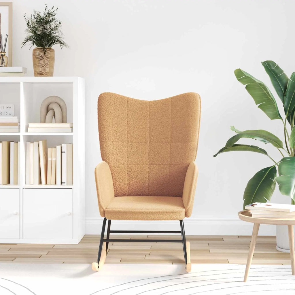 Poltrona | Sedia a dondolo Beige Tessuto Sherpa
