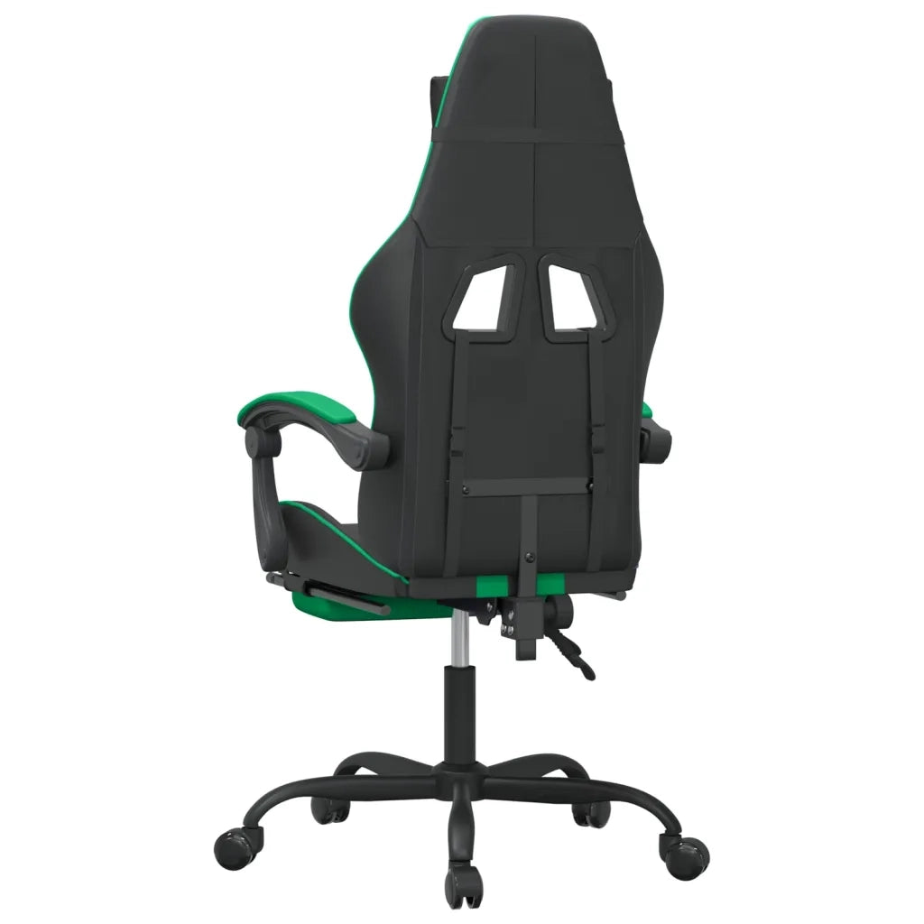 Sedia da Gaming Girevole con Poggiapiedi Nero Verde Similpelle 349534