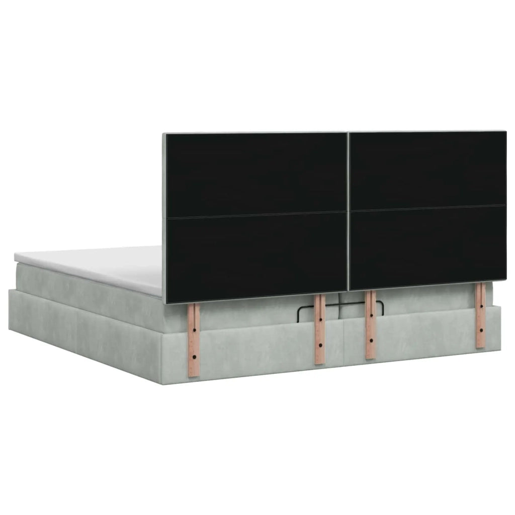 Letto ottomano con materasso Grigio Chiaro 200 x 200 cm Velluto 3457815