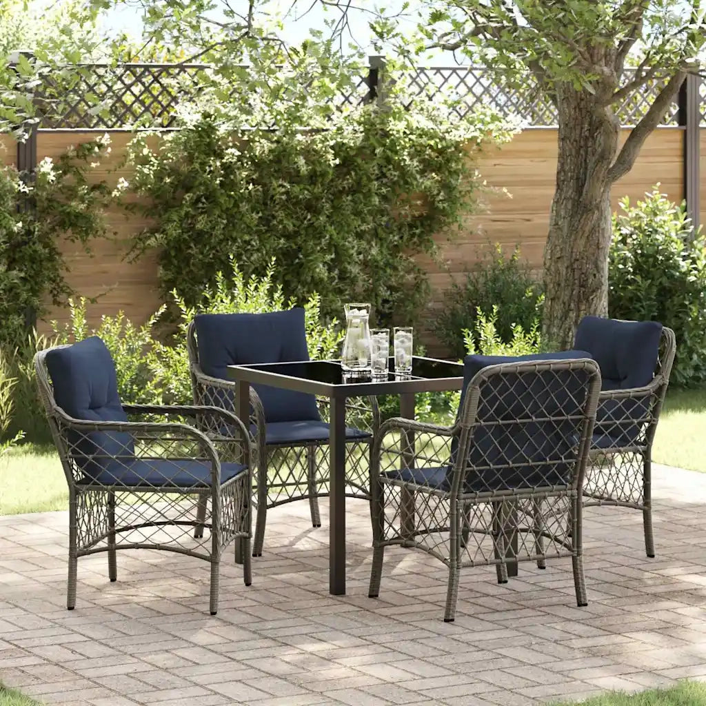 Set da Pranzo per Giardino 5 pcs Grigio e Nero Rattan 3380247