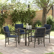 Set da Pranzo per Giardino 5 pcs Grigio e Nero Rattan 3380247