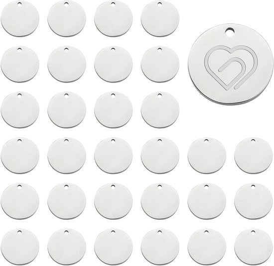 Set di Etichette per Stampa - 30 Stuks - 23 mm - Accessori per Collana, Pendente, Orecchini - Fai da Te Gioielli