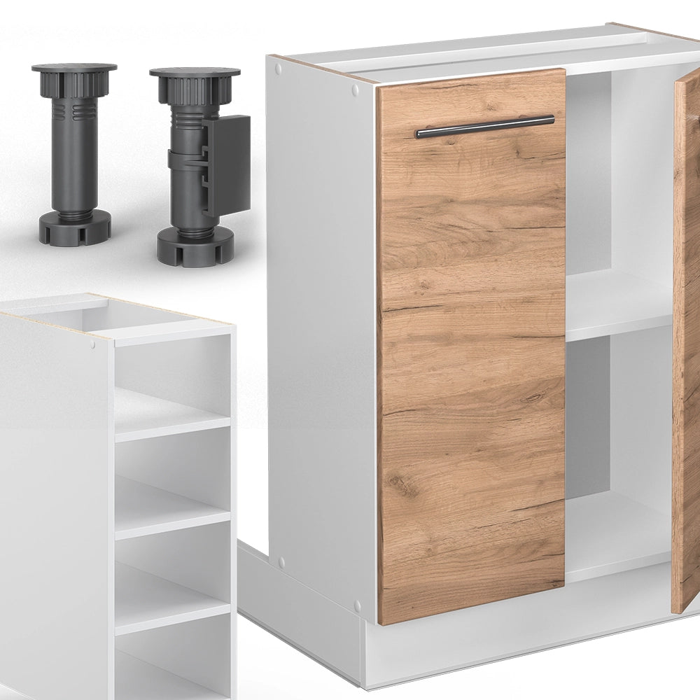 Isola cucina Fame-Line Rovere dorato/Bianco 90 cm senza piano di lavoro Vicco
