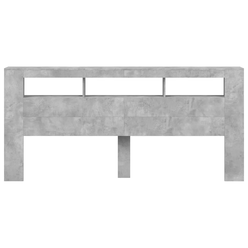 Testiera LED-Testata del letto Grigio Cemento 220x18,5x103,5 cm Legno Multistrato