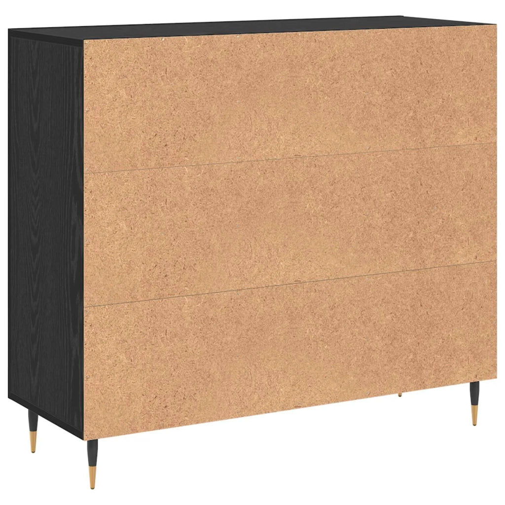 Credenza | Madia | Buffet da pranzo | Armadio da pranzo Rovere Nero 90 x 34 x 80 cm Legno multistrato