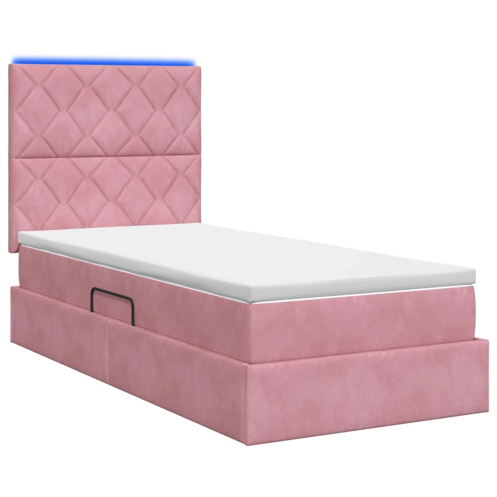 Letto con contenitore LED e materasso Rosa 90 x 190 cm Velluto 3460163
